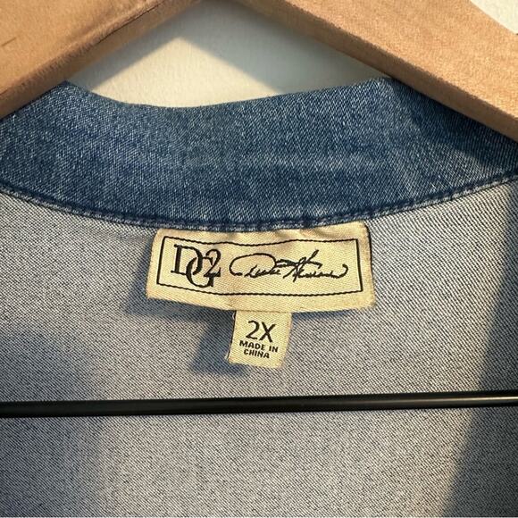 DG2 Diane Gilman Blue Stretch Denim Jean Jacket 2X - Picture 12 of 13